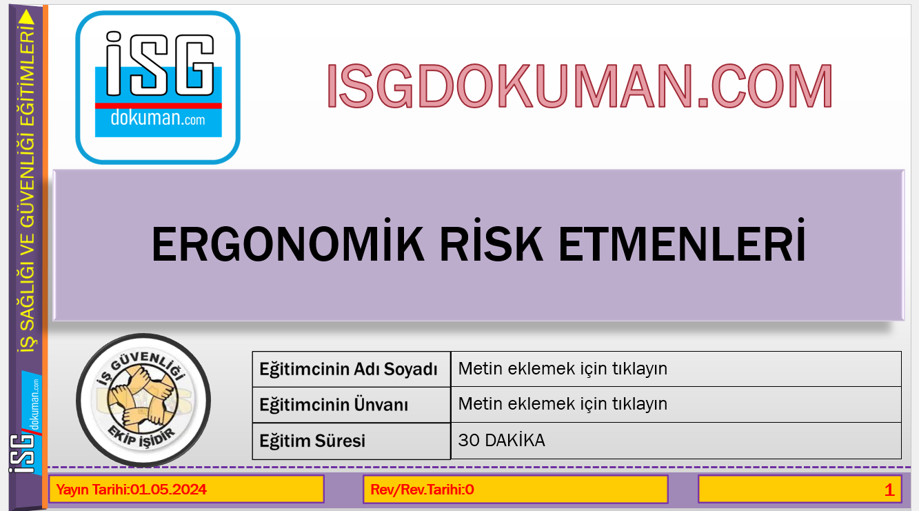 Ergonomik risk etmenleri isg eğitim sunumu