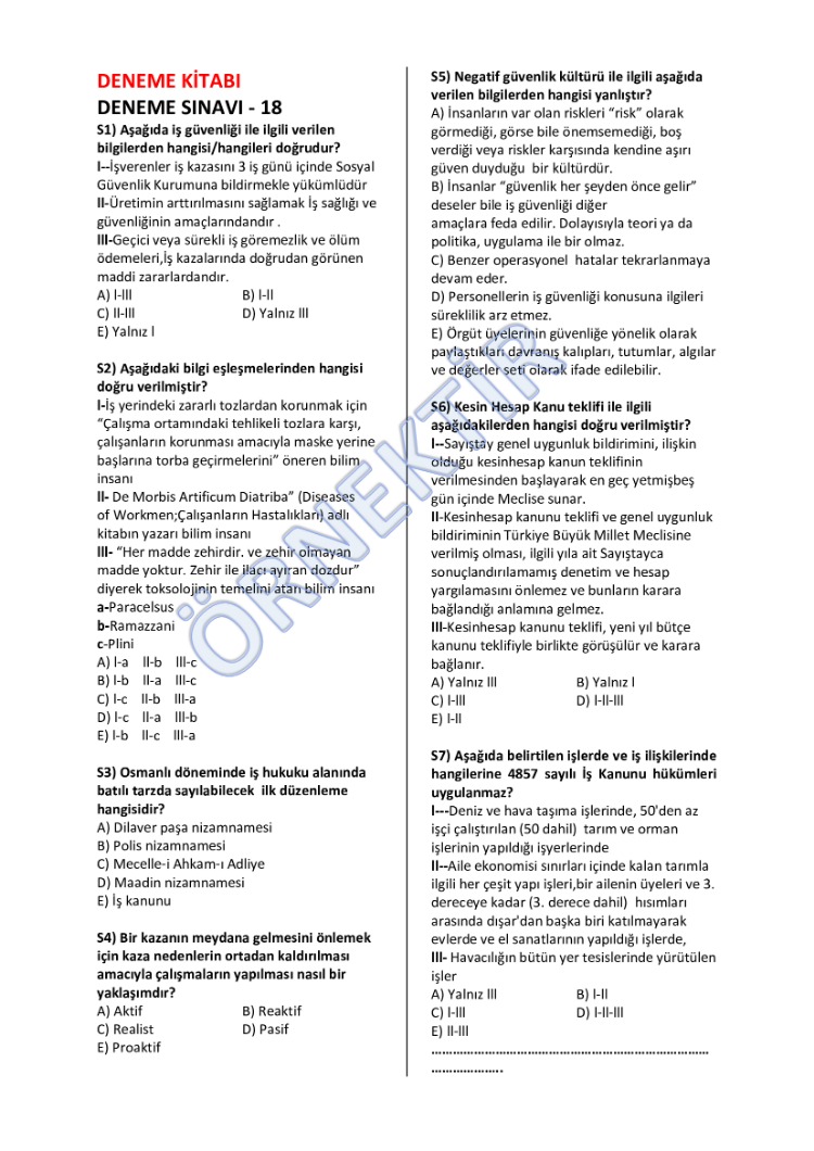 30 ADET DENEME KİTABI(İGU-ABC)-İŞ GÜVENLİĞİ UZMANLIK SINAVLARI 