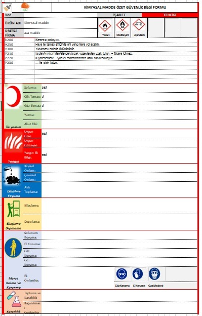 SDS (MSDS) Özet Formu