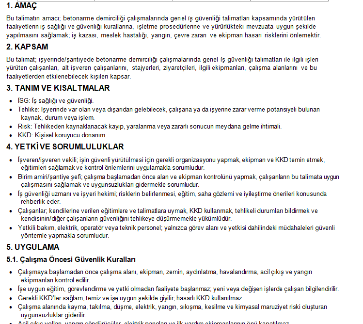 128 Adet MEGA İSG Talimatları | Word Formatında Düzenlenebilir İş Güvenliği Talimat Seti