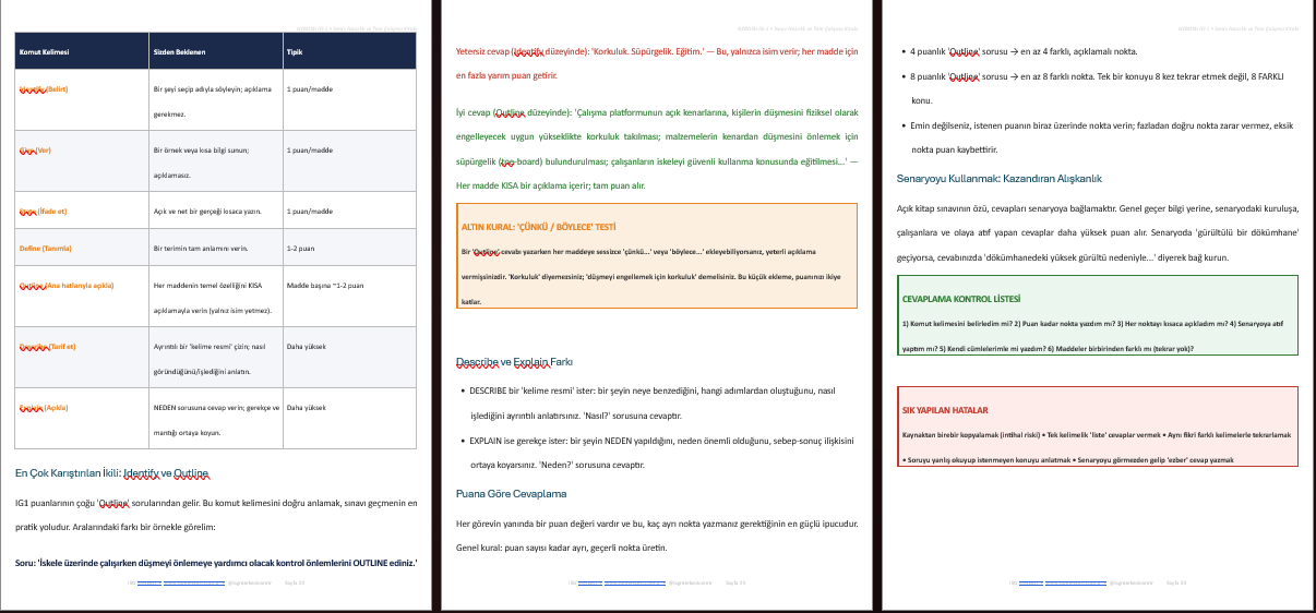 NEBOSH IG1 Sınavına Hazırlık Seti | Konu Anlatımı + 3 Tam Çözümlü Deneme + Soru Bankası
