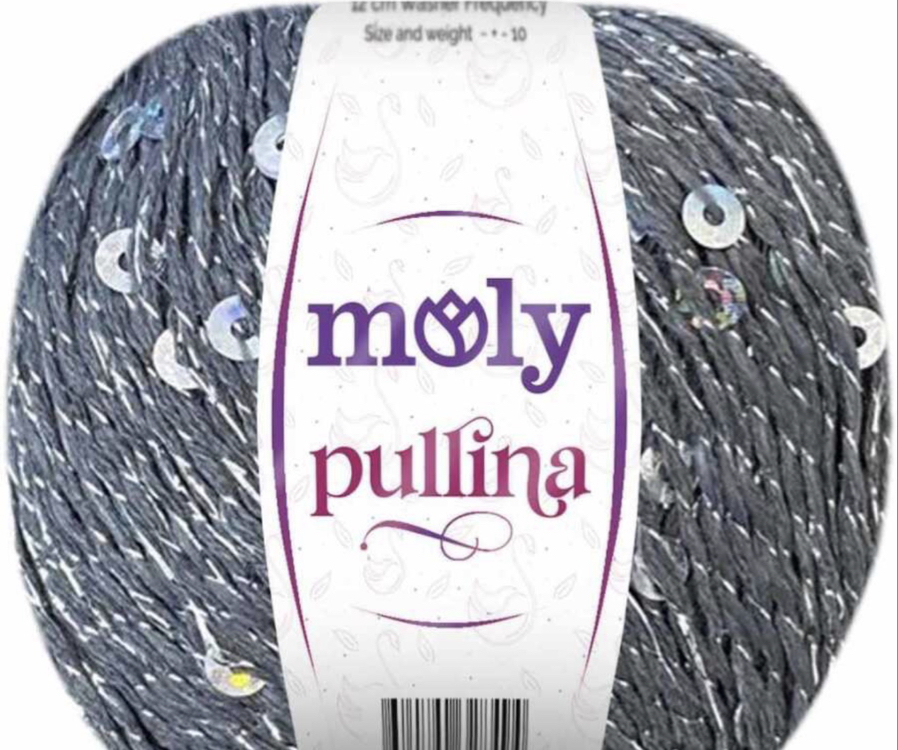Molypullina gri renk simli pullu ip