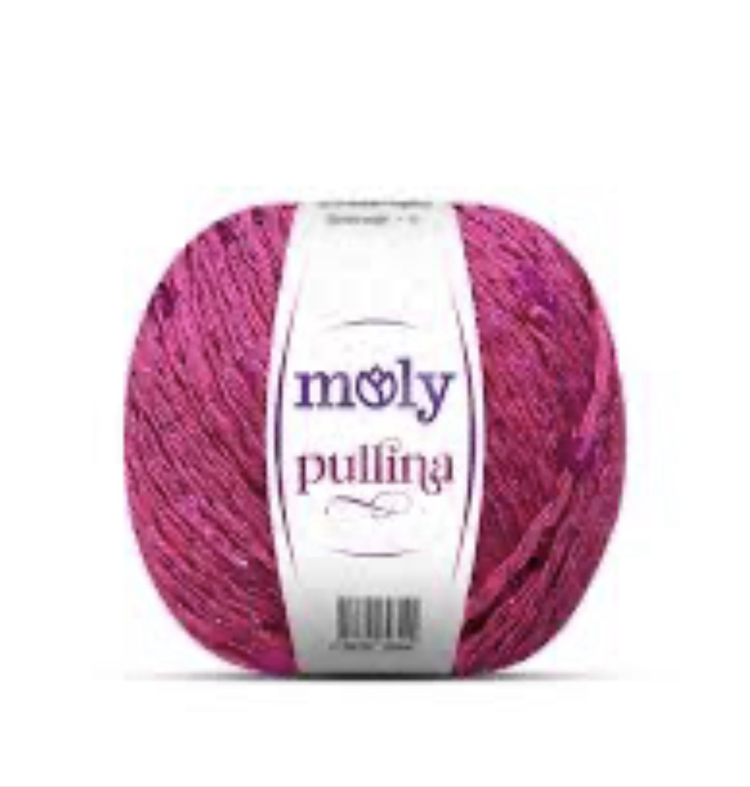 Molypullina fuşya renk simli pullu ip