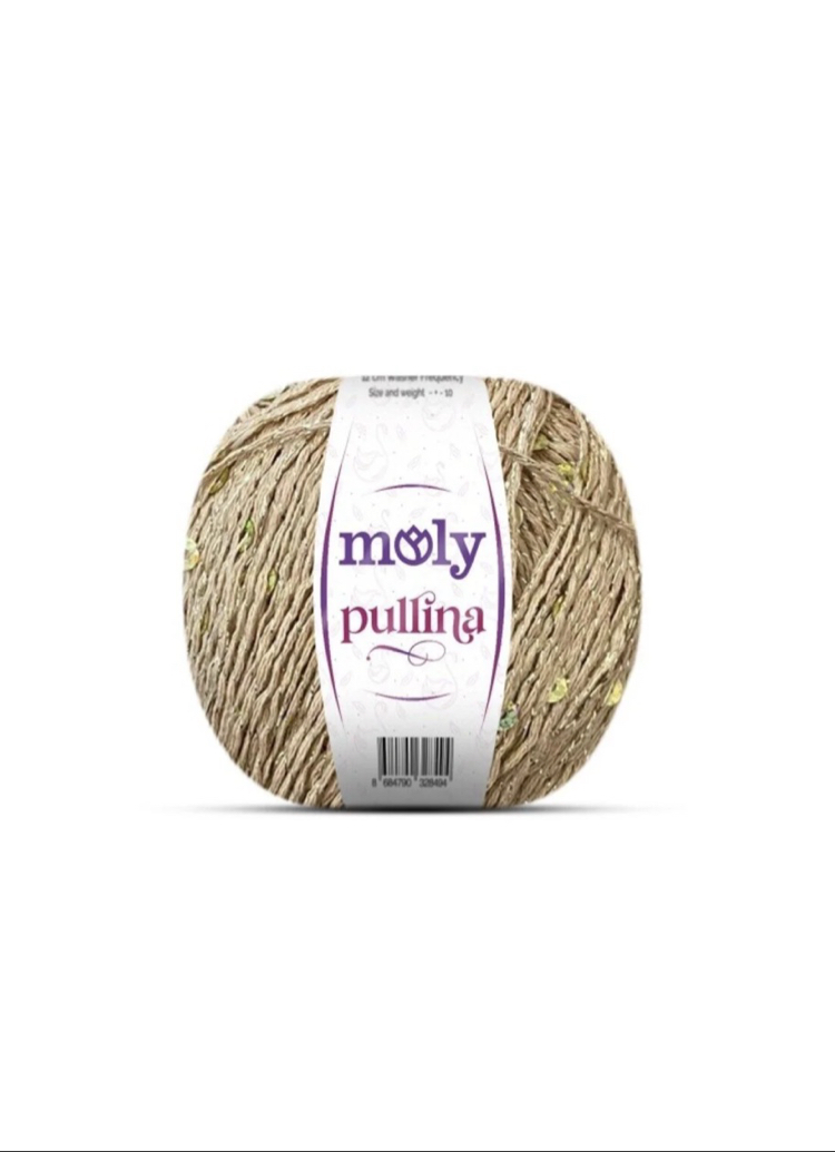 Molypullina camel renk simli pullu ip