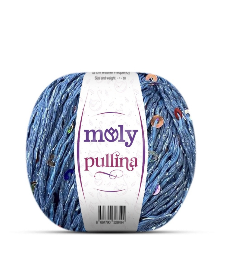 Molypullina simli pullu ip mavi renk