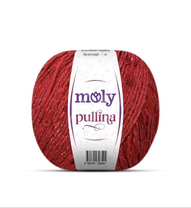 Molypullina simli pullu kırmızı renk ip