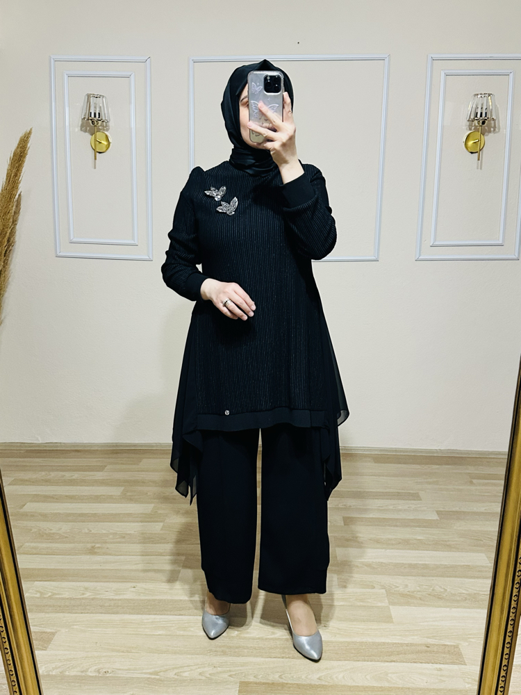 Armine pantolonlu takım siyah 