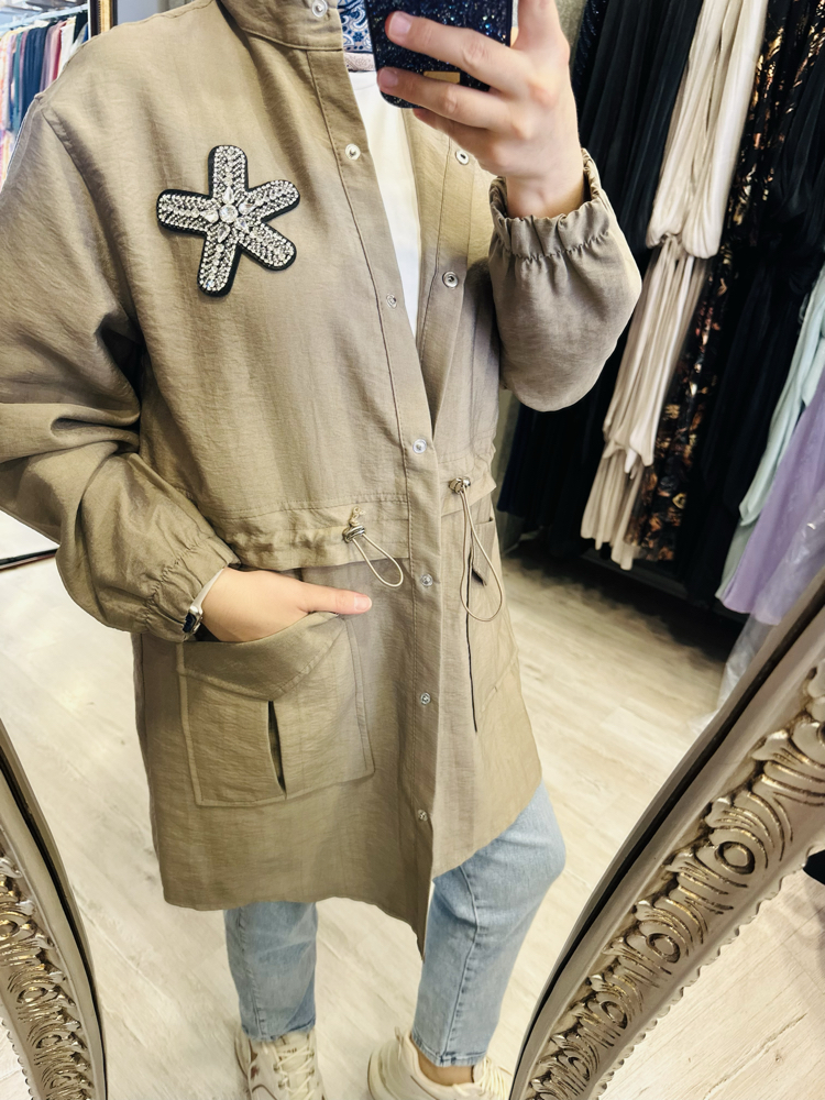 Zara kumaş giy-çık trenc vizon 