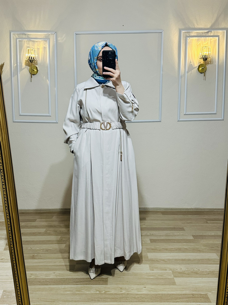 Orhan store ferace elbise Taş rengi 