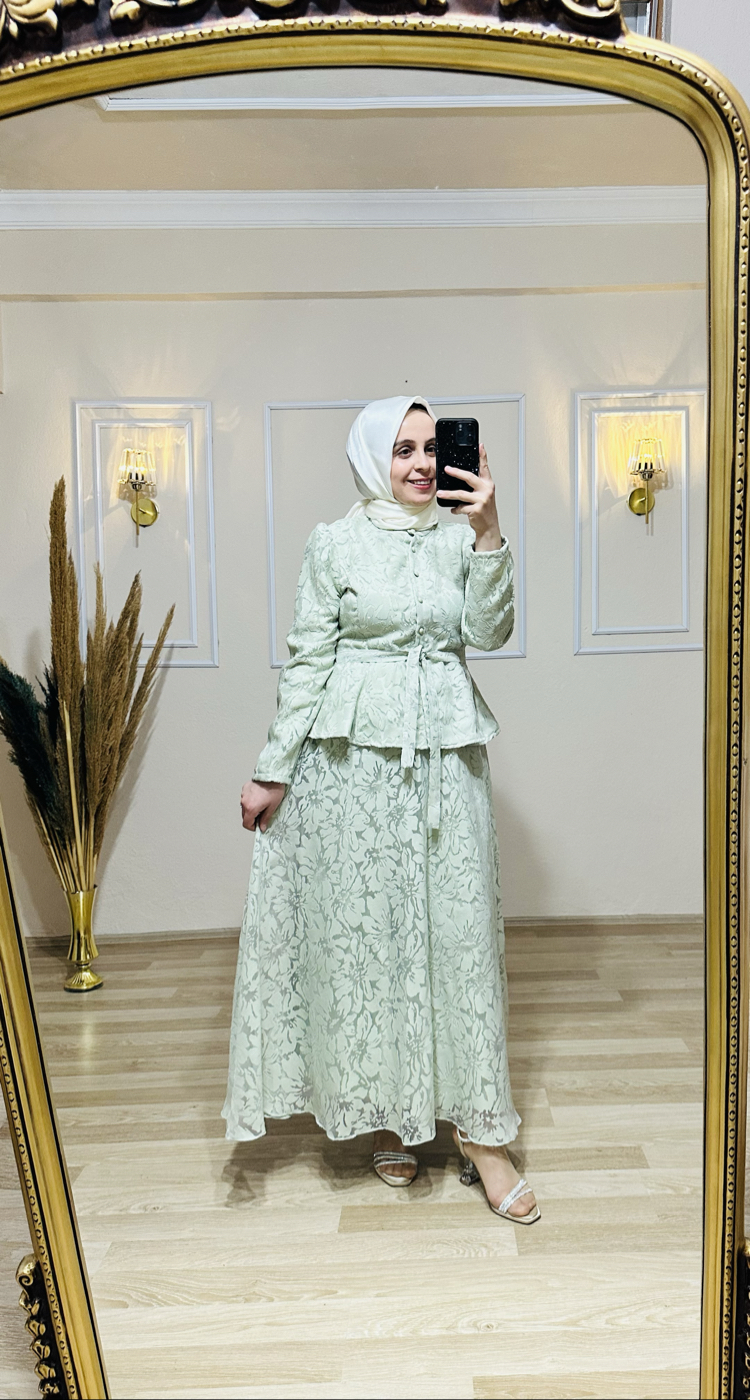 Güpür etekli takım MINT YEŞİL 
