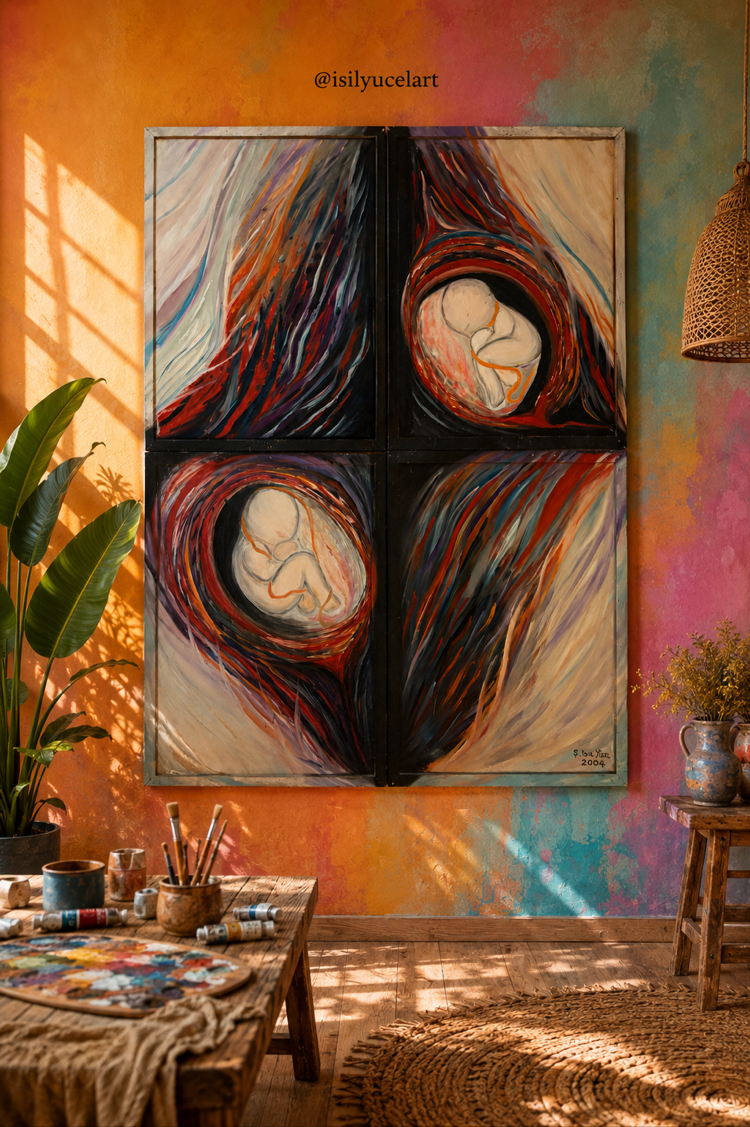 "Utero" 4 tuvalli poliptik tablo 110x150 cm