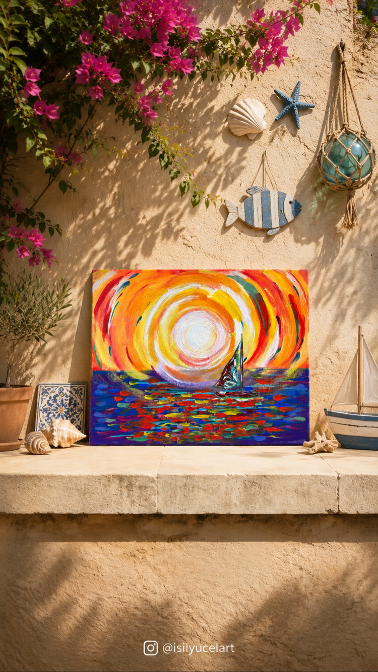 "Adada Gün batımı" akrilik tablo 40x50 cm