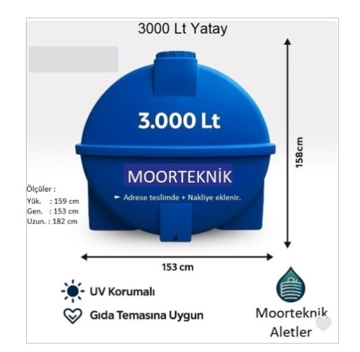 Su Deposu - 3000 Litre Yatay