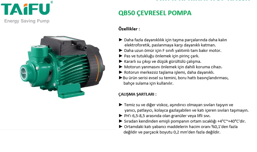 Mikro Vortex Yüzey Su Pompası - 0,50 Hp