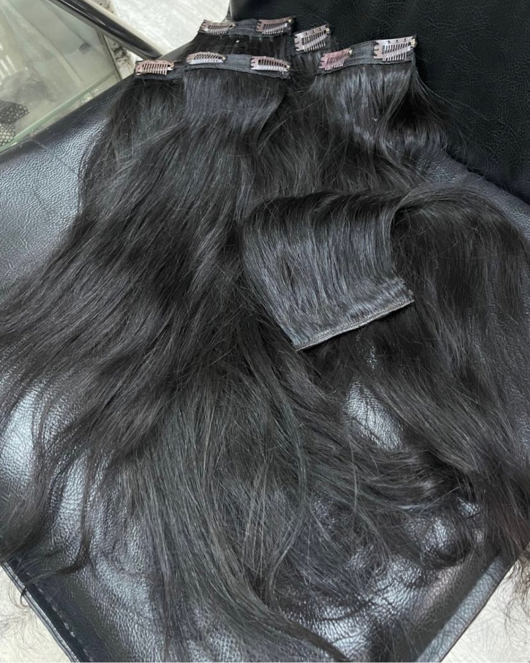 5’li Set 50cm Koyu Kestane Gerçek Saç Çıt Çıt