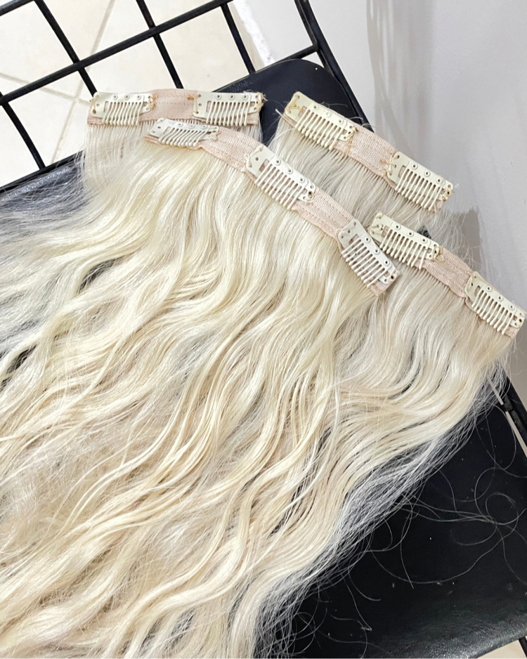 6’lı Set 50cm Platin Gerçek Saç Çıt Çıt