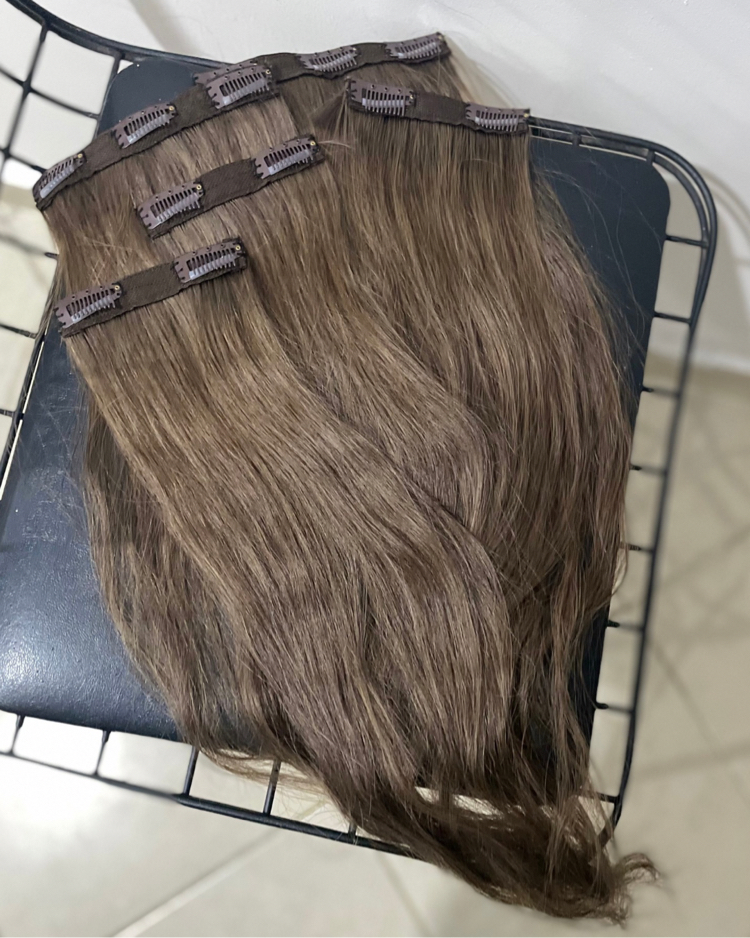 5’li Set 50cm Küllü Kumral Gerçek Saç Çıt Çıt