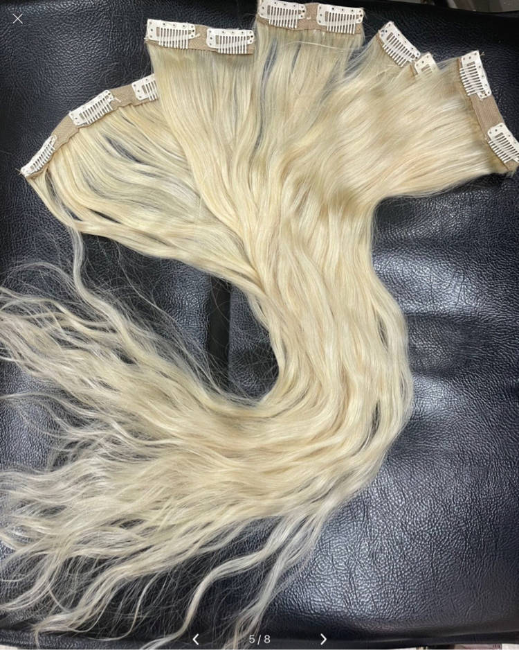 6’lı Set 50cm Platin Gerçek Saç Çıt Çıt