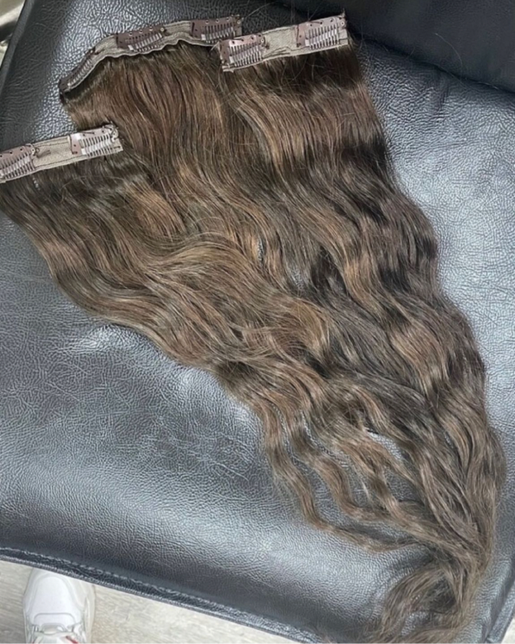 8’li Set 50cm Koyu Küllü Kumral Gerçek Saç Çıt Çıt