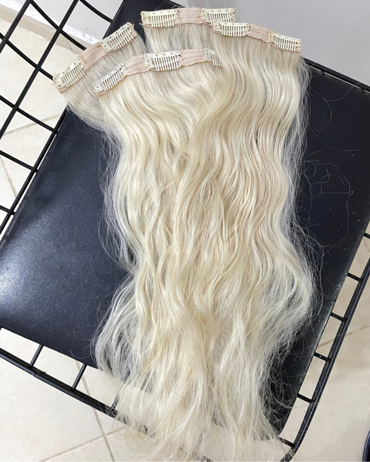 6’lı Set 50cm Platin Gerçek Saç Çıt Çıt