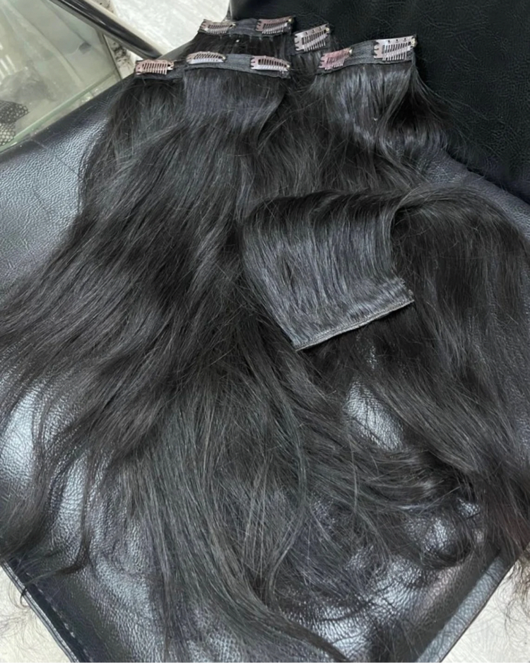 8’li Set 50cm Koyu Kestane Gerçek Saç Çıt Çıt
