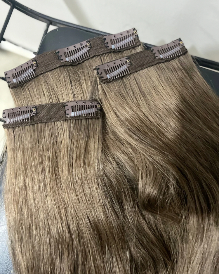 5’li Set 50cm Küllü Kumral Gerçek Saç Çıt Çıt