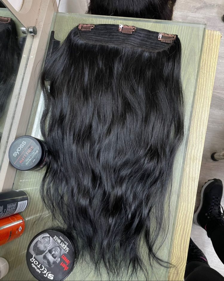 50cm 105gr Gerçek Saç Yarımay Koyu Kestane