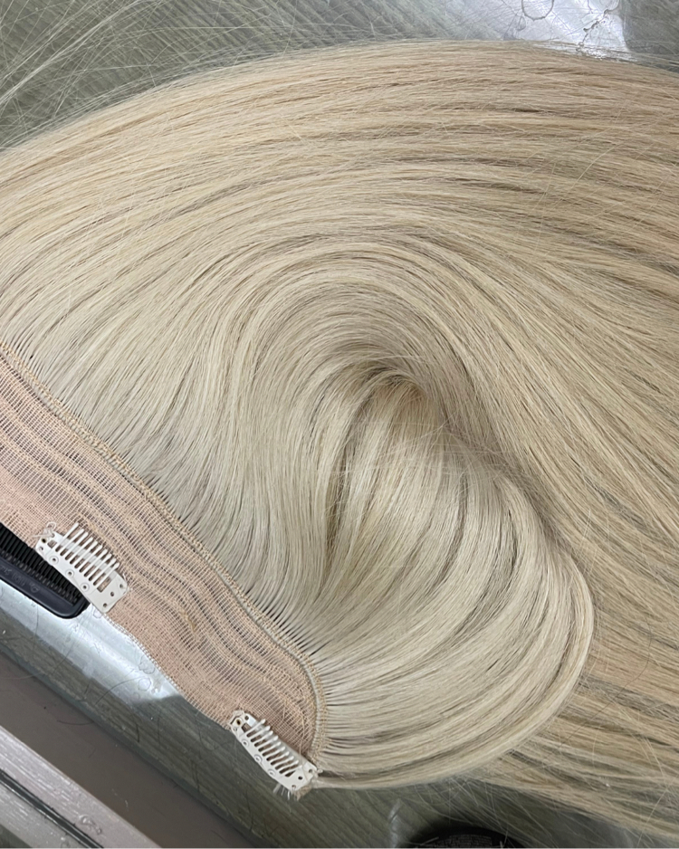 65cm 130gr Gerçek Saç Yarımay Platin