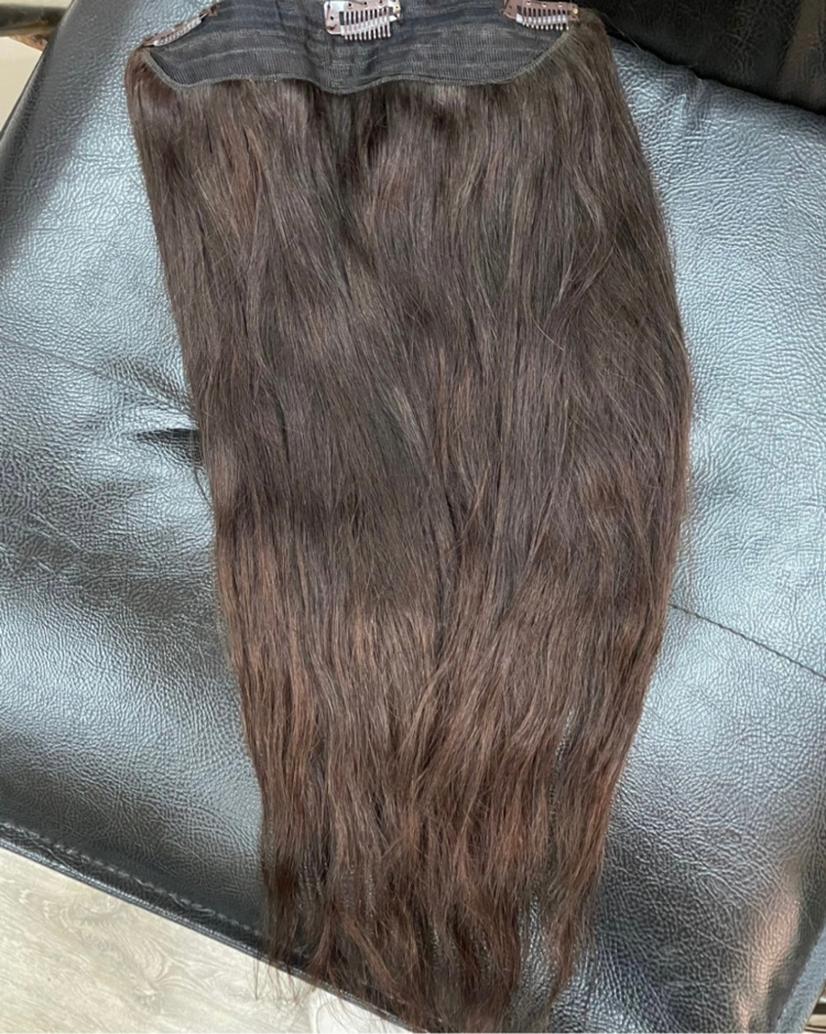 50cm 105gr Gerçek Saç Yarımay Koyu Küllü Kumral