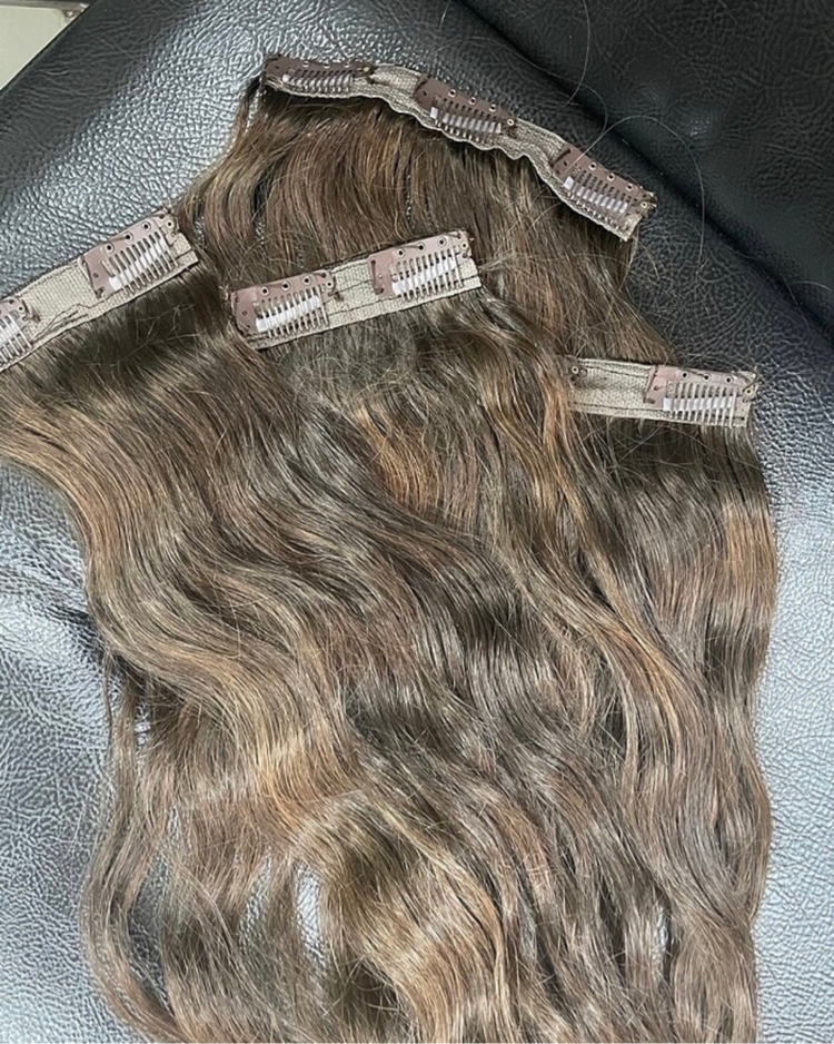 5’li Set 50cm Koyu Küllü Kumral Gerçek Saç Çıt Çıt