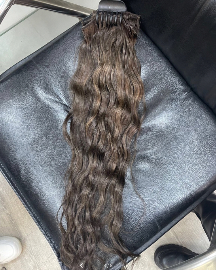 8’li Set 50cm Koyu Küllü Kumral Gerçek Saç Çıt Çıt