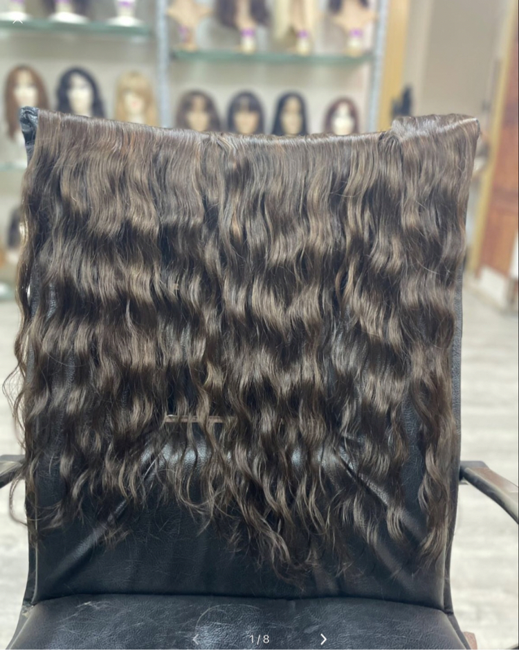 8’li Set 50cm Koyu Küllü Kumral Gerçek Saç Çıt Çıt