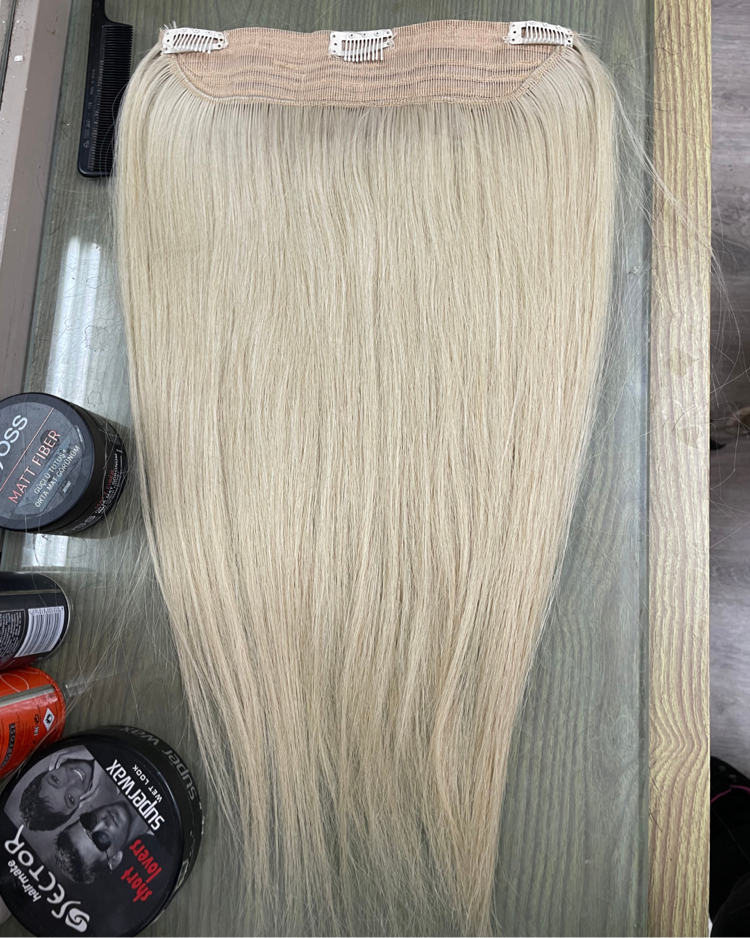 65cm 130gr Gerçek Saç Yarımay Platin