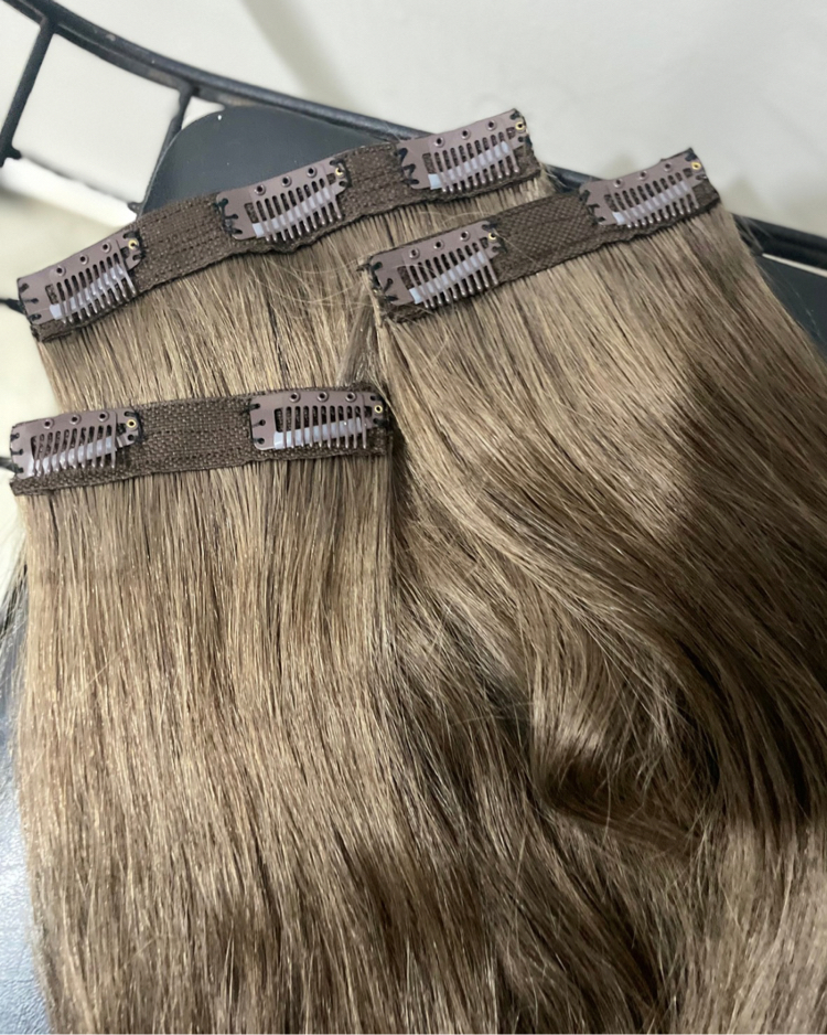 6’lı Set 50cm Küllü Kumral Gerçek Saç Çıt Çıt 