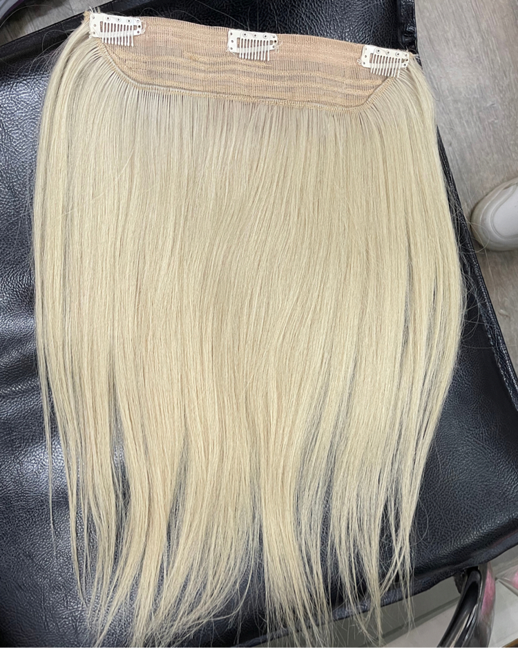 65cm 130gr Gerçek Saç Yarımay Platin