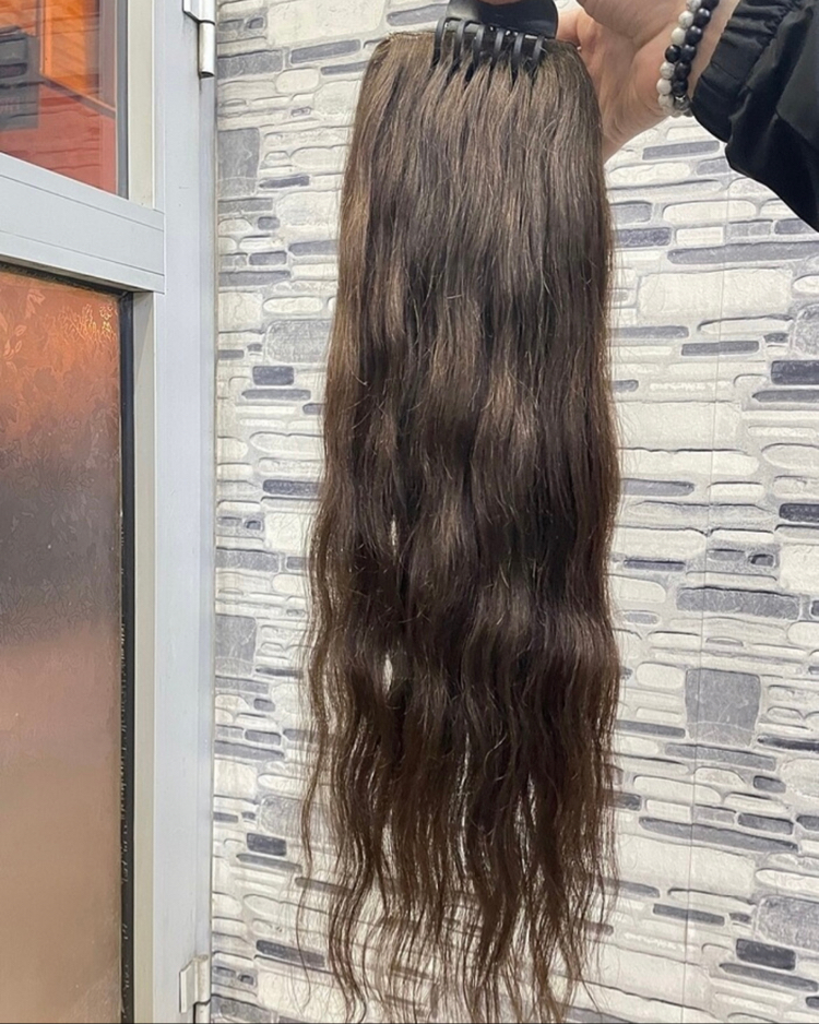 50cm 105gr Gerçek Saç Yarımay Küllü Kumral