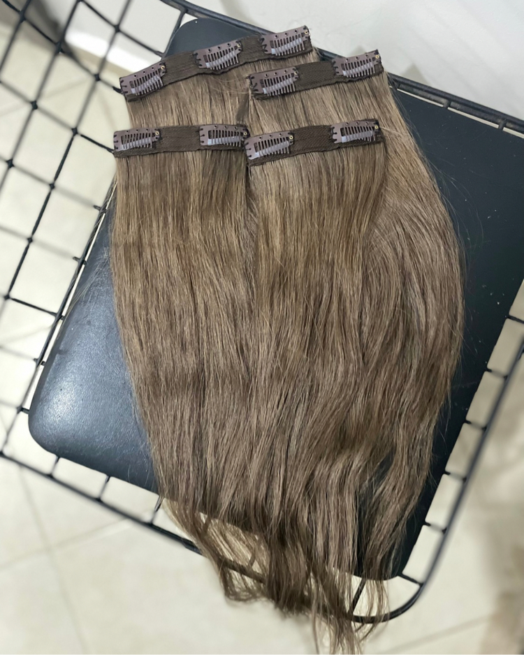 4’lü Set 50cm Küllü Kumral Gerçek Saç Çıt Çıt