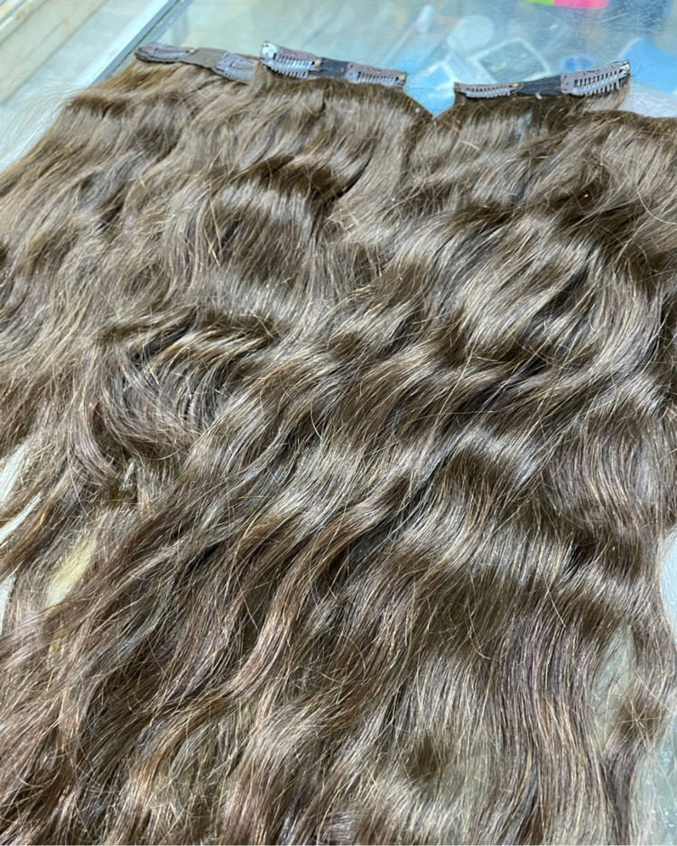 8’li Set 50cm Küllü Kumral Gerçek Saç Çıt Çıt