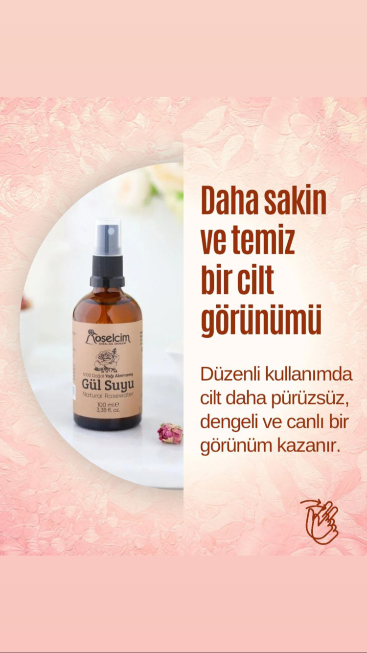 %100 Doğal Yağı Alınmamış Gül Suyu(Gül Mayası) 30 ml
