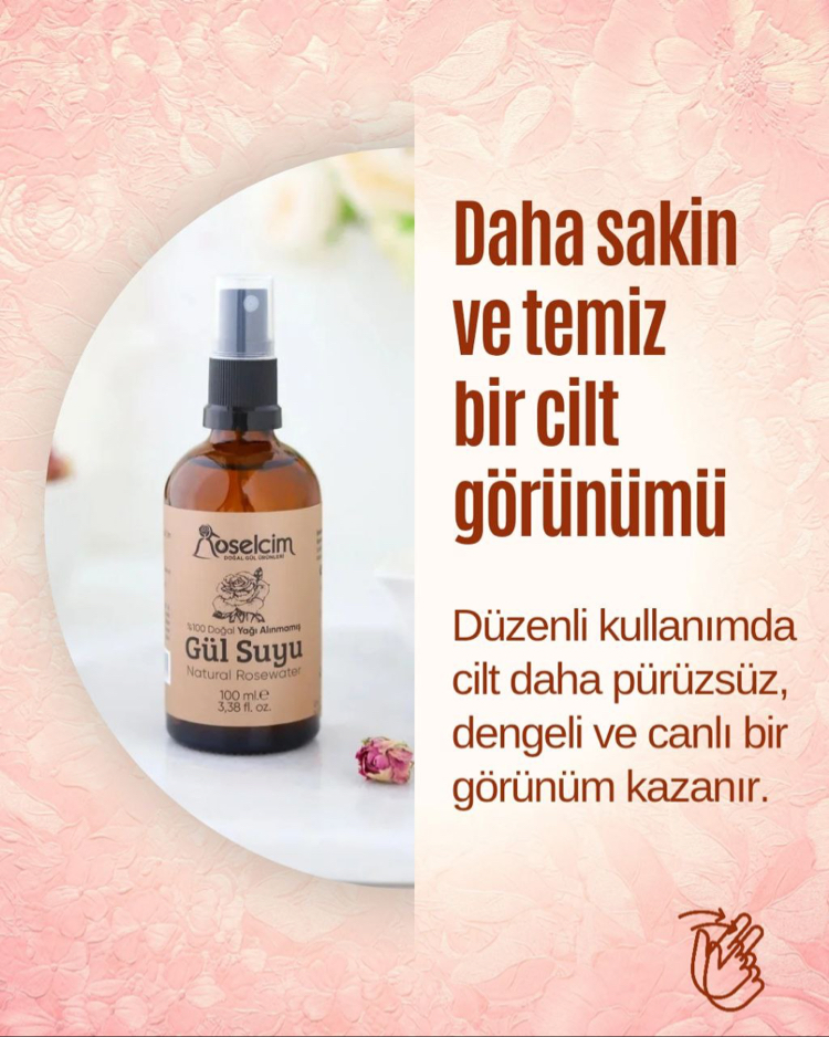 %100 Doğal Yağı Alınmamış Gül Suyu(Gül Mayası) 30 ml