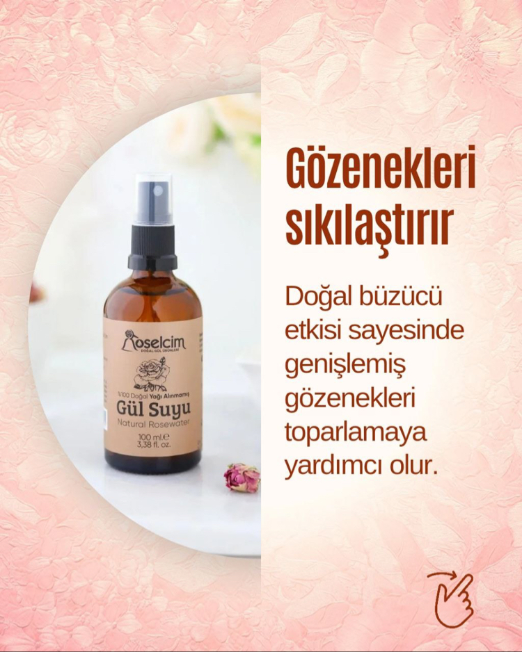 %100 Doğal Yağı Alınmamış Gül Suyu(Gül Mayası) 30 ml