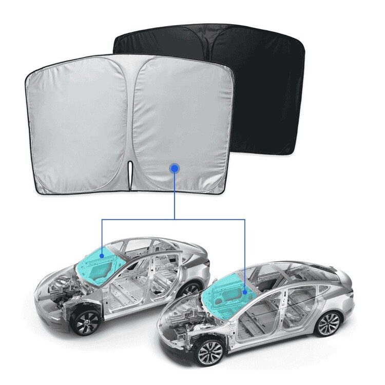 Tesla Model Y UV Korumalı Ön Cam İçin Güneşlik Perdesi, Siyah Renk