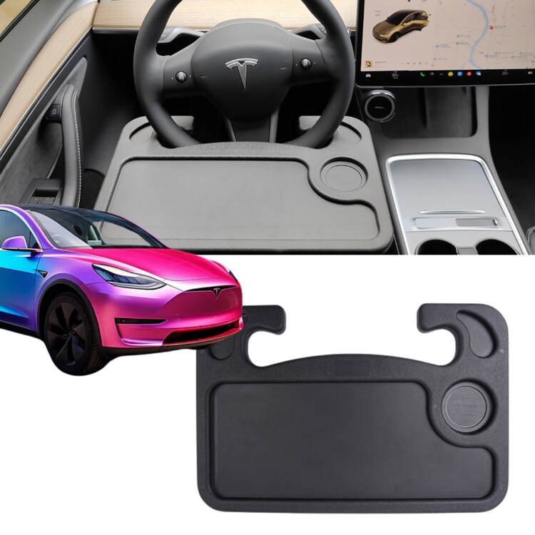 Tesla Model Y / Model 3 Direksiyona Takılan Portatif Masa, Siyah Renk