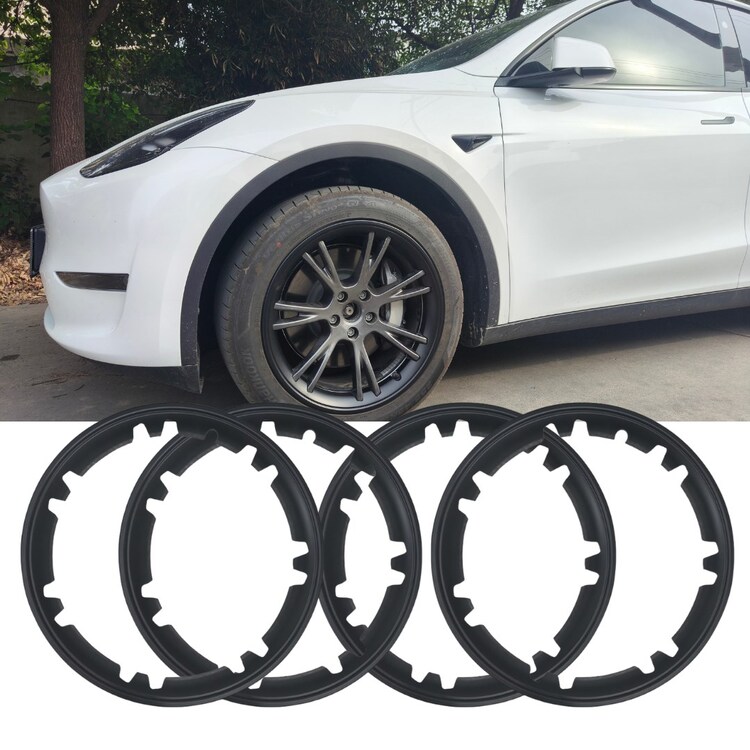 Tesla Model Y Entegre Jant Koruma Halkası Seti 19 İnç, 4 Adet Set Olarak, MAT SİYAH Renk