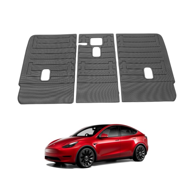 Tesla Model Y Arka Koltuk Kauçuk Paspası Seti , Pirinç Desenli, Siyah Renk