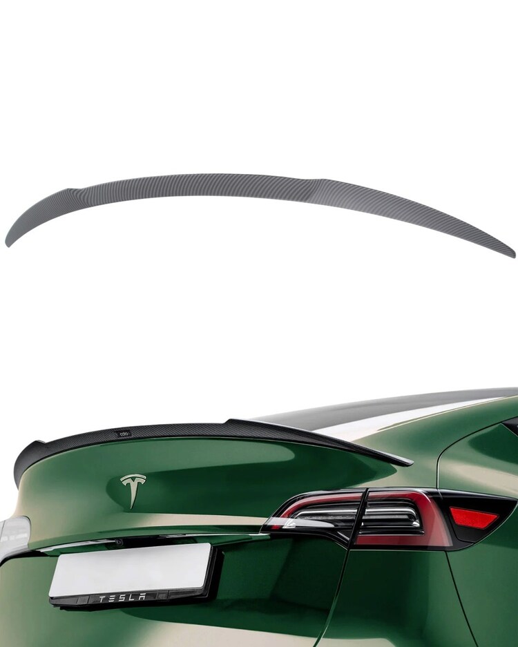 Tesla Model Y Arka Tampon İnce Spor Tip Spoyleri Mat Karbon, Siyah Renk