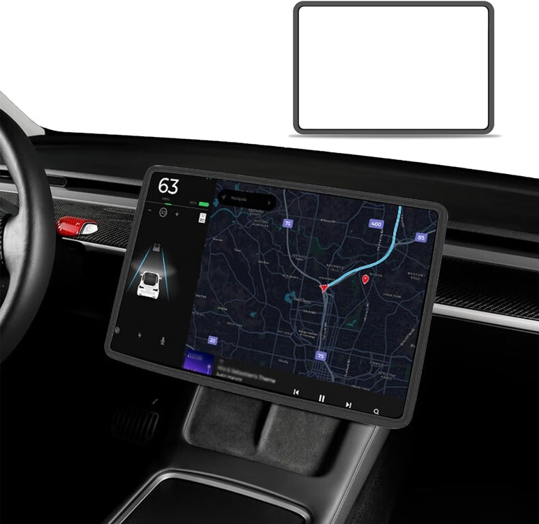 Tesla Model Y Ön Ekran Koruyucu Çerçevesi Silikon SİYAH