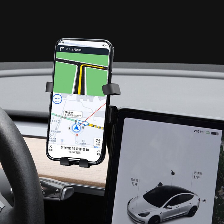 Tesla Model Y / Model 3 Ekran Arkasına Takılan Cep Telefonu Tutucusu, Siyah Renk