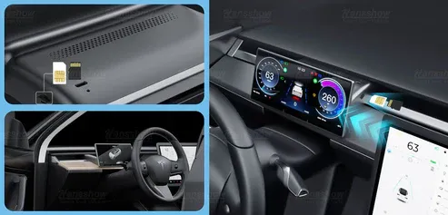 Tesla Model Y F9 9 İnç Orta Konsol Paneli Dokunmatik Ekranı Kamera, Car Play, Linux,