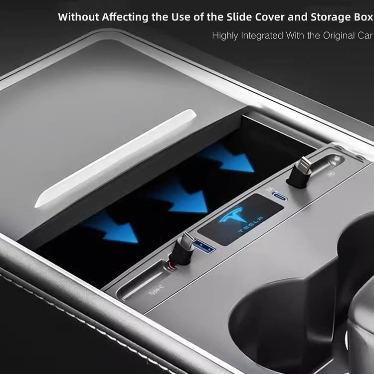 Orta Konsol USB Girişi Teleskopik Hızlı Şarj Type C Ve Iphone PD uyumlu siyah